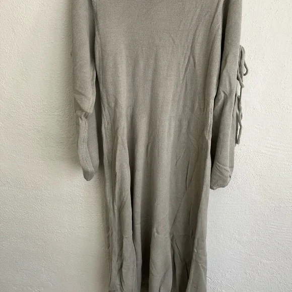 Zeagoo Woman Gray Long Sleeve Side Slit Long Sweater Dress, Size XL - Picture 7 of 9